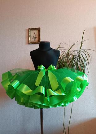 Спідничка зелена яскрава фатинова пишна пачка 4-7р.