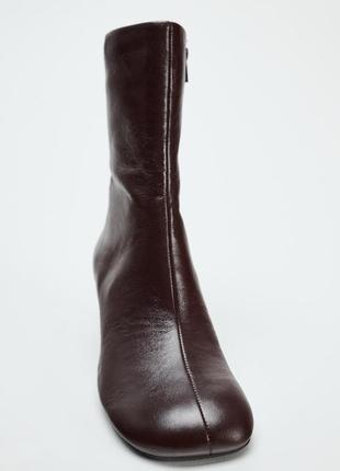 Шикарні ботильйони зара zara на підборах кітен хіл шкіряні ботінки ботинки кожание кожа шкіра