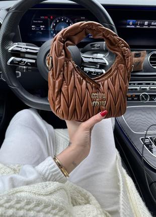 Сумка женская, сумка миу миу коричневая кожаная, Linen miu Linen miu