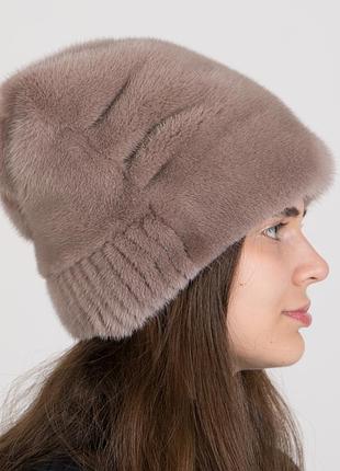 Норковая женская шапка из цельного натурального меха