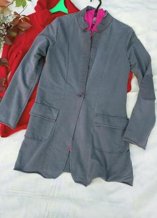 Длинный трикотажный жакет двунитка с карманами, 42-46разм,италия.