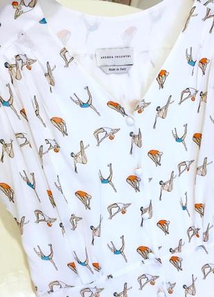 Нова.подіумна брендова сукня з шовку andrea incontri swimming theme 🏊🏻‍♂️ dress silk white nude оригіна10 фото