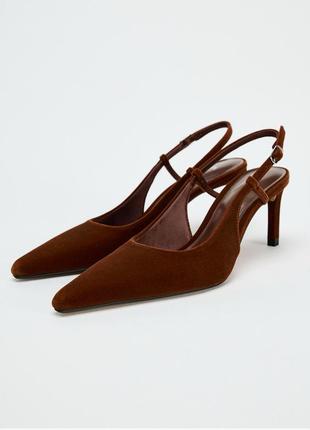 Слингбеки зара вельветовые на каблуке каблуке zara туфли