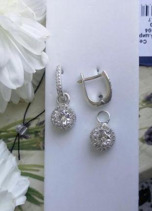 Серьги серебро 925 сережки 2 в 1 серебряные 25004