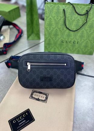 Сумка серая на пояс gucci gg supreme c5884 фото