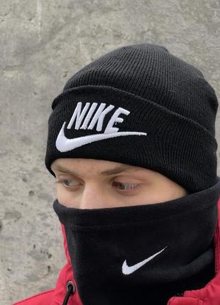 Чоловічий комплект!! шапка nike, баф фліс, і рукавички.
