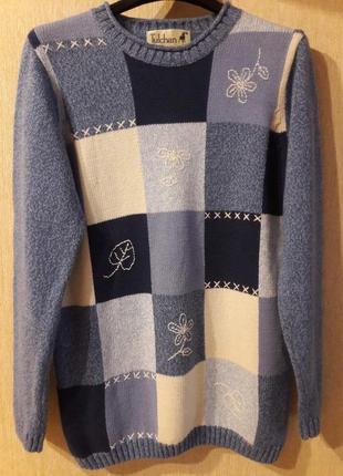 Джемпер светр колорблок вінтаж вишивка шотландія  р. с-л