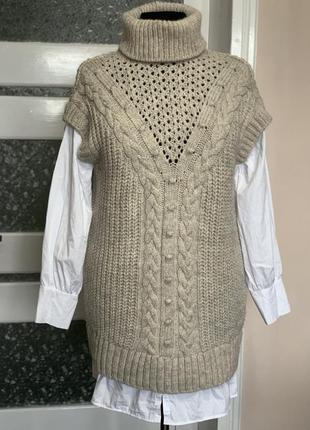 Жіночий вʼязаний 🧶 (груба вʼязка)светр під шию