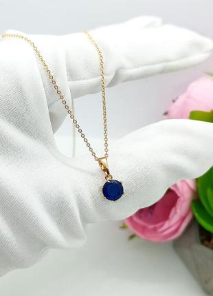 Подвеска цепь 45см и кулон камушек синий закулок