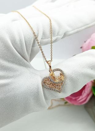 Подвеска медсплав кулон сердечко и цепь 45см, медзолото закутня