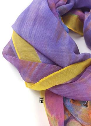 Тонкий прозрачный шифоновый шарф на голову, шею с цветами новый2 фото