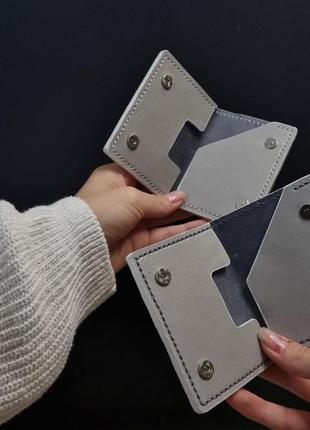 Ручной кожаный кардхолдер, минималистичный, сложный кошелек, grafit