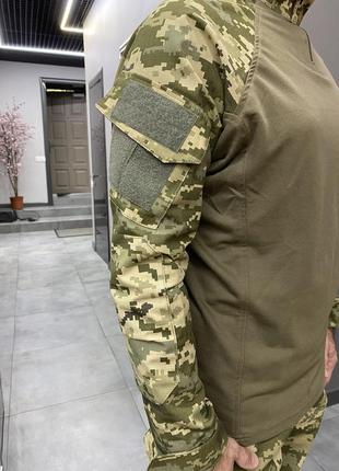Армейская кофта убакс, украинский пиксель, размер xxl, со вставками под локти, wolftrap, тактическая рубашка7 фото