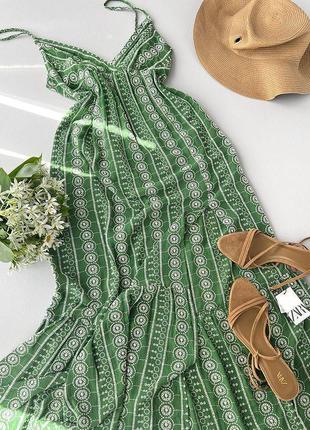 Сукня міді з прорізною вишивкою від zara, розмір xs, s
