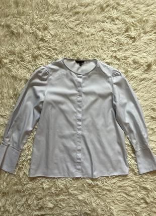 Голубая хлопковая рубашка с красивыми манжетами massimo dutti