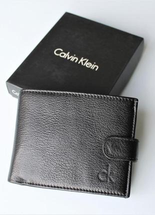 Мужской кожаный кошелек calvin klein black