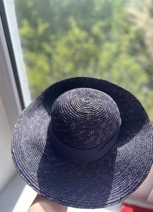 Соломенная шляпа летняя фиолетовая шляпа