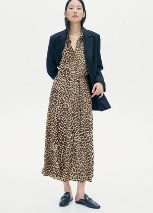 Платье рубашка h&m леопардовый принт