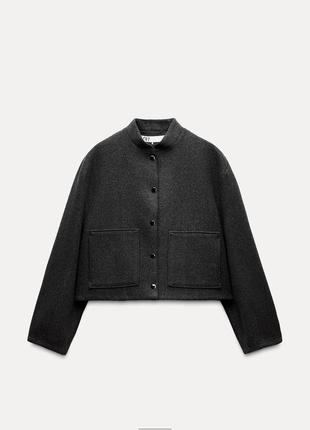 Куртка бомбер зара zara с высоким воротником с карманами