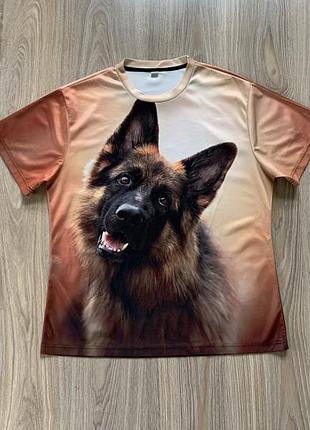 Чоловіча швидковисихна футболка з принтом німецької вівчарки casual