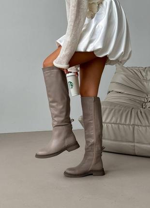 Чоботи жіночі шкіра бежеві