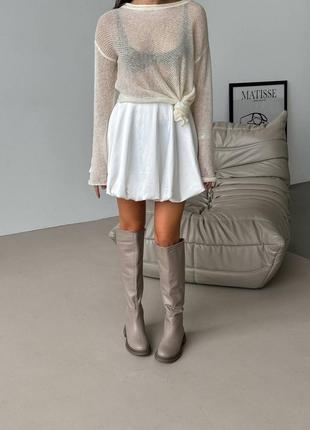 Чоботи жіночі шкіра бежеві