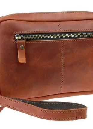 Сумка жіноча шкіряна маленька клатч світло-коричнева