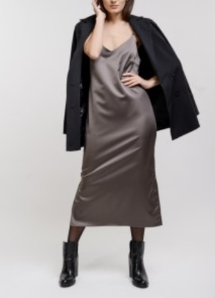 Платье сатиновое комбинация открытая спинка10 фото