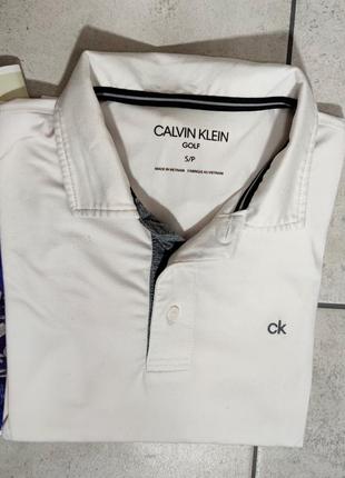 Мужская модная  футболка поло calvin klein golf в белом цвете размер s3 фото