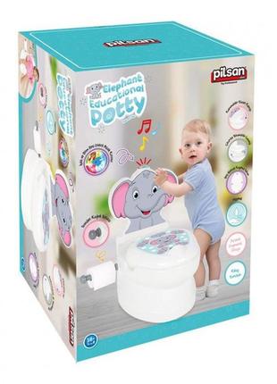Горшок детский со спинкой и держателем туалетной бумаги слоник звук свет pilsan5 фото