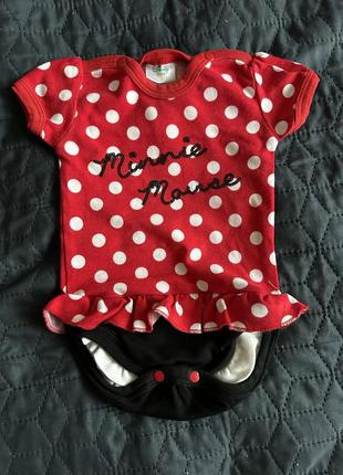 Боди 0-3 месяца, minnie mouse боди на девочку, бодик для девочки красный
