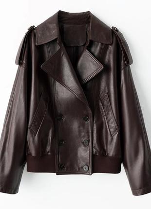 Кожаная куртка oversize натуральная кожа шоколад