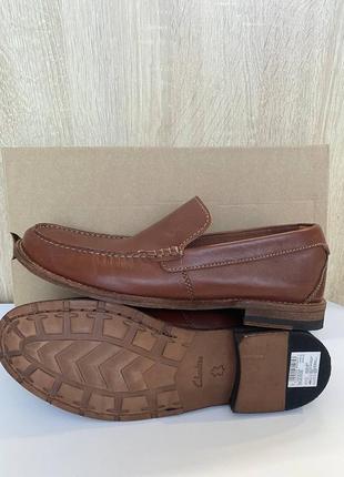 Чоловічі туфлі лофери clarks натуральна шкіра коричневі uk8.5/eur42.5 27 см