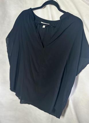 Черная хлопковая блуза футболка h&m