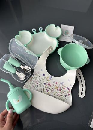 Набір посуду для дівчинки для прикорму на присосках
