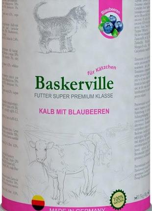 Вологий корм для котів baskerville super premium kalb mit brlaubeeren телятина з чорницею для кошенят 400 г