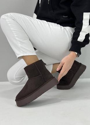 Уггі жіночі натуральна замша колір шоколад