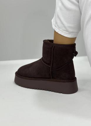 Уггі жіночі натуральна замша колір шоколад