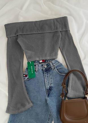 Кофта лонгслів блузка блуза топ рубчик базова жіноча нарядна святкова повсякденна біла чорна червона сіра гарна з декольте відкритими плечами