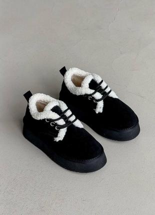 Сноубутсы на шнуровке с мехом teddy