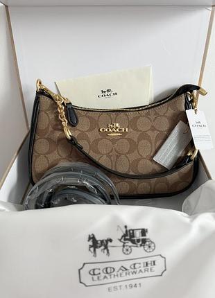 Женская сумка coach teri shoulder bag in signature canvas 24х14х6,5
