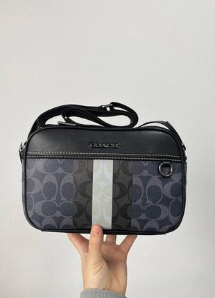 Мужская сумка coach graham crossbody in blocked signature canvas with varsity stripe 23 х 15 х 7 см
