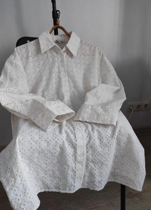 Айворі прошва сорочка белая оверсайз рубашка zara5 фото