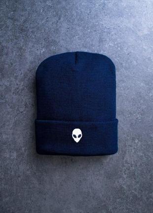 Зимняя мужская шапка pobedov ufo blue white