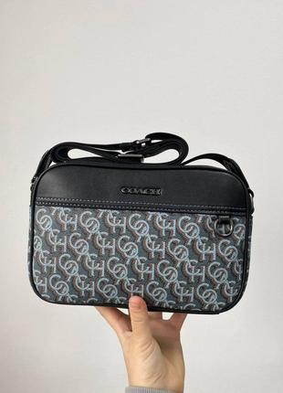 Чоловіча сумка coach graham crossbody with monogram print blue 23 х 15 х 7 см