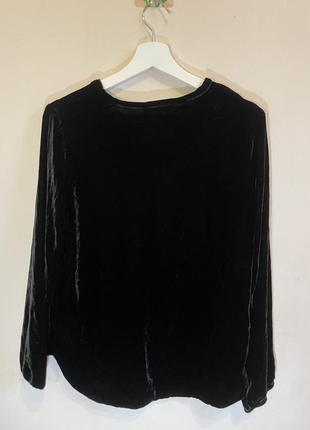Базовая черная кофта l, велюр вельвет, v вырез