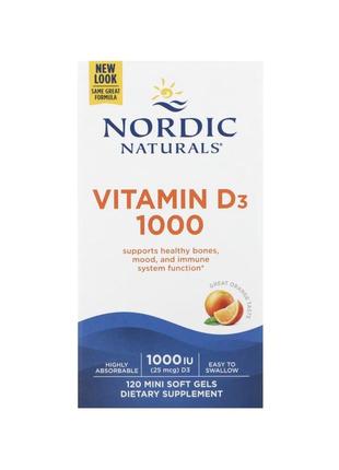 Nordic витамин d 3, 1000 мо, 120 мини капсул, апельсин