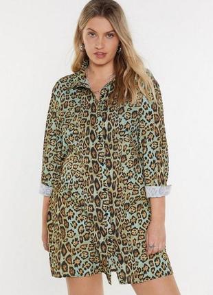 Nasty gal. товар з англії. плаття сорочка в неоно-леопардовому принті.3 фото