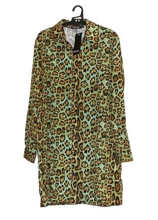 Nasty gal. товар з англії. плаття сорочка в неоно-леопардовому принті.5 фото