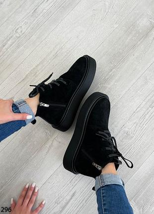 Чорні замшеві черевики хайтопи зимові